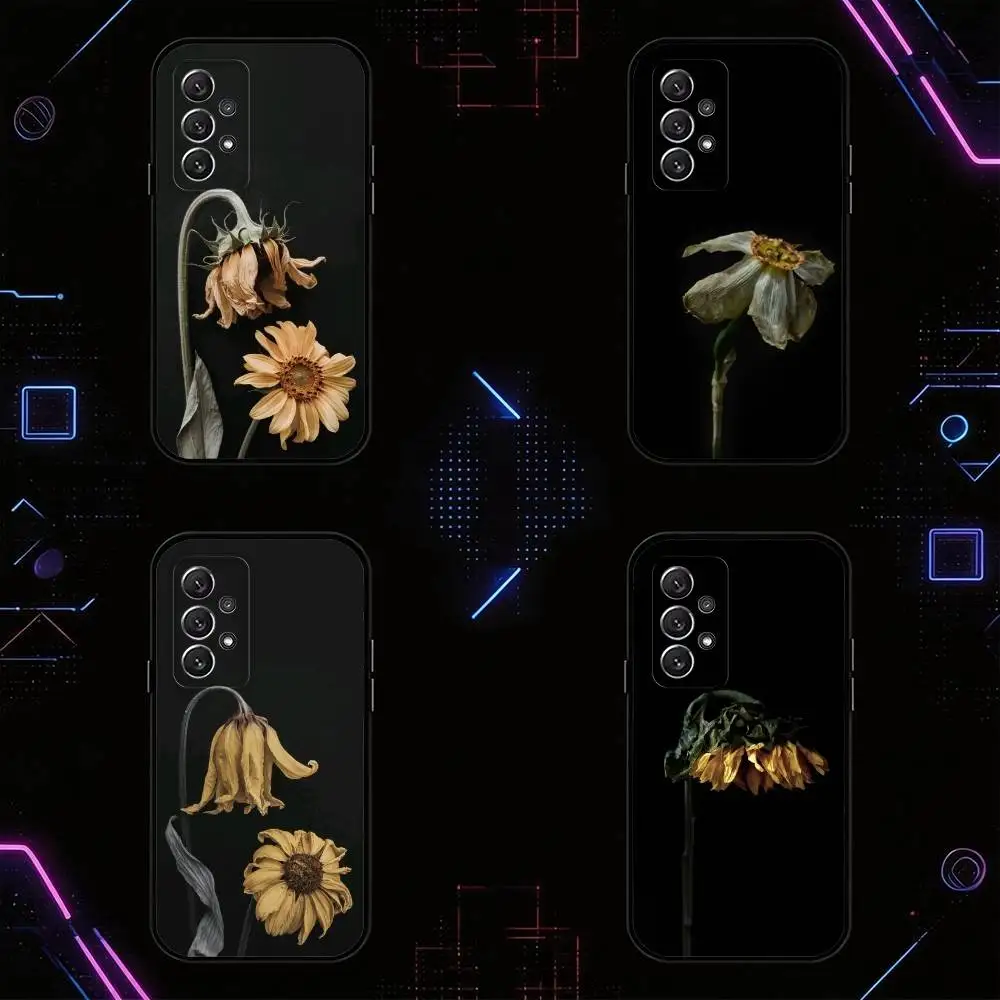 

D-DIAO's withered flowers phone Case For Samsung S25,24,21,22,23,30,Ultra,20,Plus,Fe,Lite,Note Soft Black Cover
