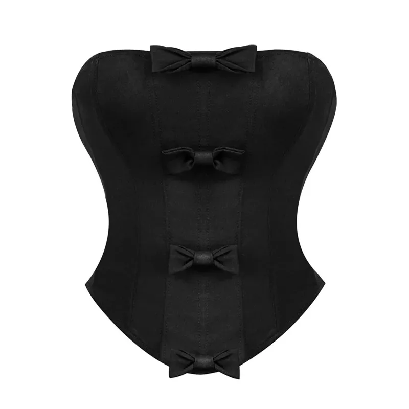 Black Sexy Fishbone Corset Shaper Ladies Slimming Bowknot Corsets Underbust Bustiers Women Summer Crop Tops Streetwear Clothes
