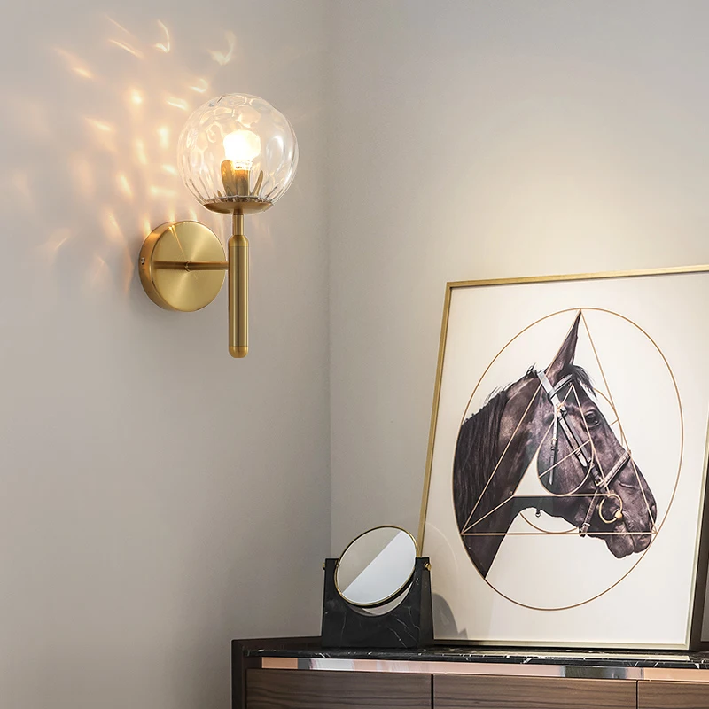 Glass Ball Led Wall Lamp Gold Modern Nordic Minimalist Sconces Lighting Living Bedroom Bedside Decoration Fixture Mirror Lights