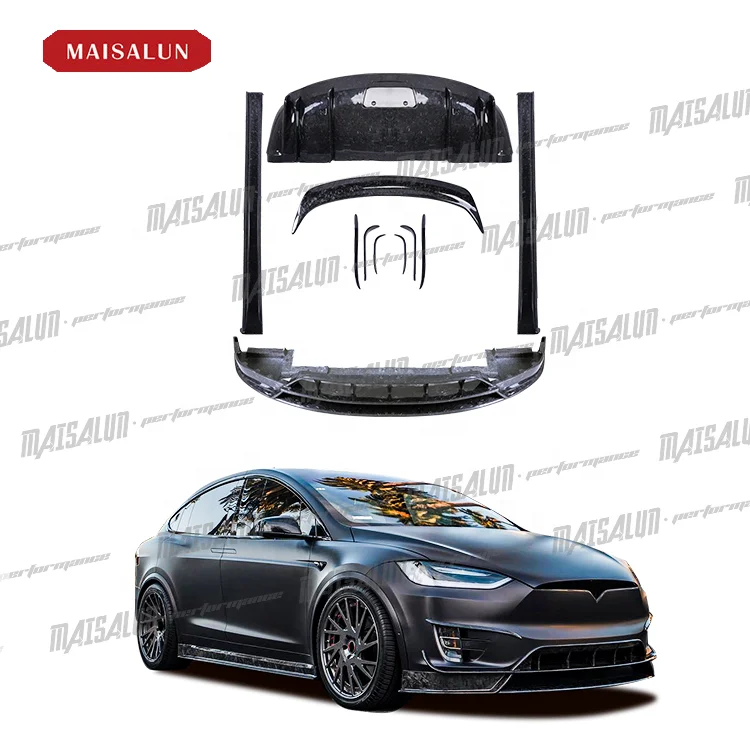 Model X Forged Carbon Fiber Body Kit  Front Lip Rear Bumper Side Skirts Spoiler For Teslas Model X