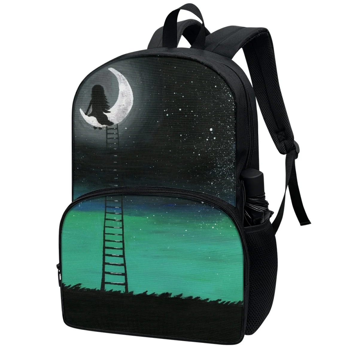 FORUDESIGNS Fantasy Moon Girls Print Books Bags School Backpacks Lightweight Multi-pocket Schoolbags Stationery Storage