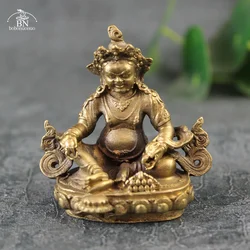 Antique Copper God of Wealth Buddha Small Statue Desktop Ornaments Buddhism Religious Figurines Home Decoration For Living Rooms