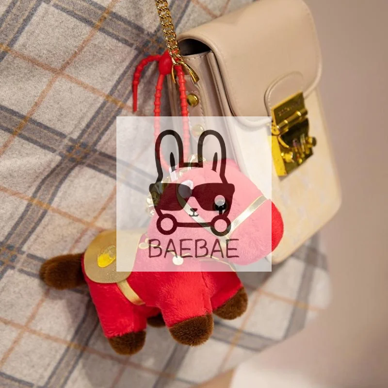 

1Pc 12/15/20cm Blessing Message Horse Doll Keychain Red Horse Plush Stuffed Toys Bag Pendant New Year Gift For Friends