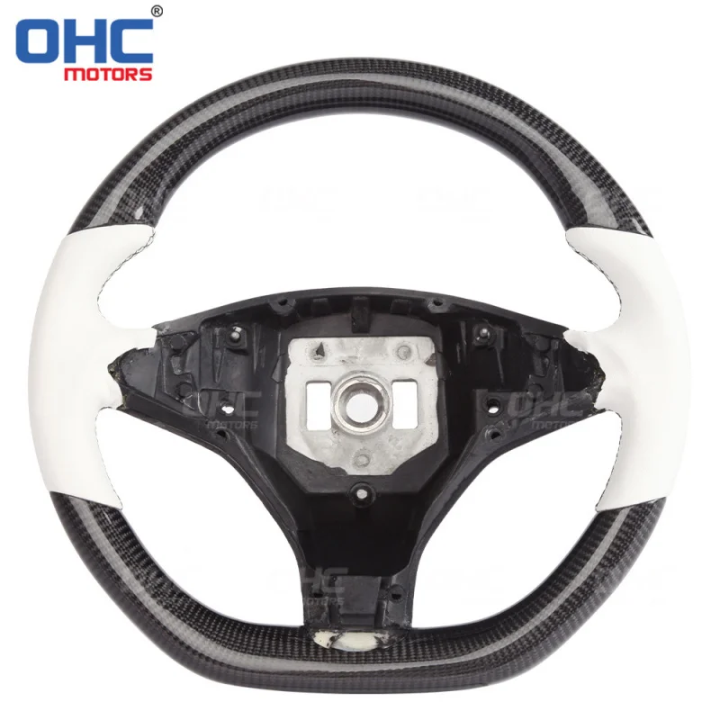 For Tesla Model X/S perForated leather positioning line car modification carbon fiber steering wheel titanium plate