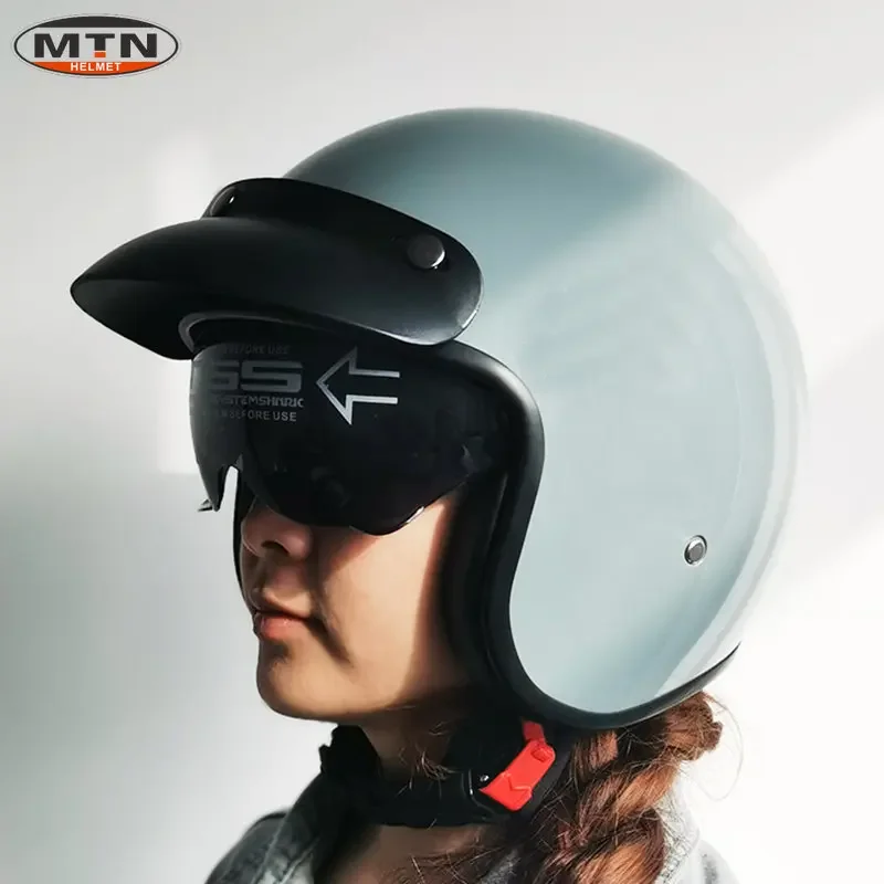 

2022 Motorcycle Helmet Open Face Retro Vintage Scooter Casco Pilot Cafe Racer Motorbike Capacete De Moto Factory Directly Sell