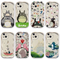 cute cartoon 3D Wave Case For iPhone 16 15 14 13 12 11 Pro Max Mini X XR XSMAX 8 7 6S Plus T-totoros Soft Silicone Cover