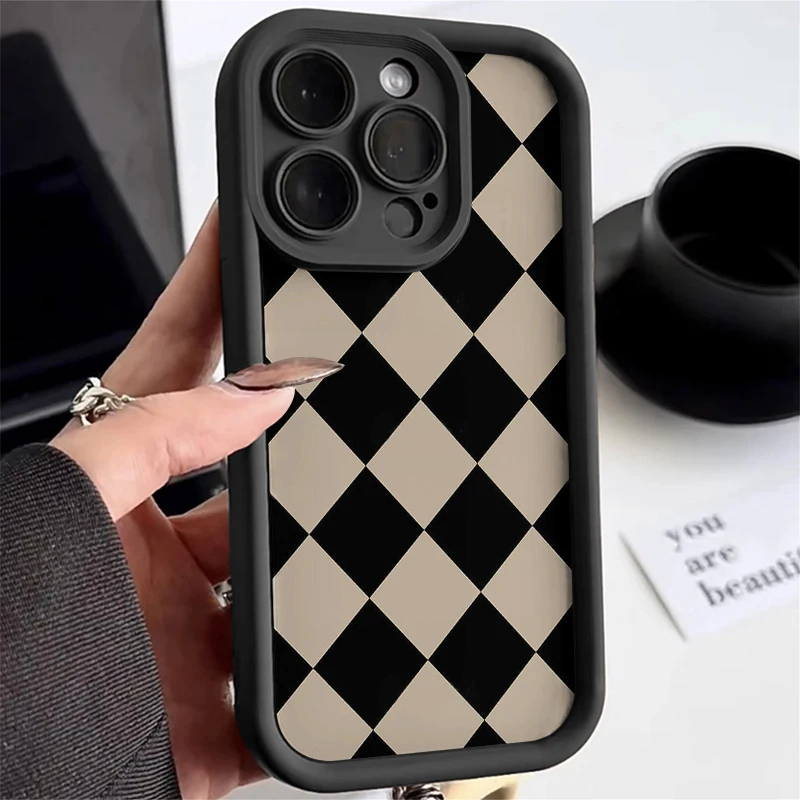 

Creative Black and White Style Soft Phone Case For iPhone 7 8 Plus X XR XS 16E 16 15 14 13 12 11 Pro Max Matte Shockproof Cove