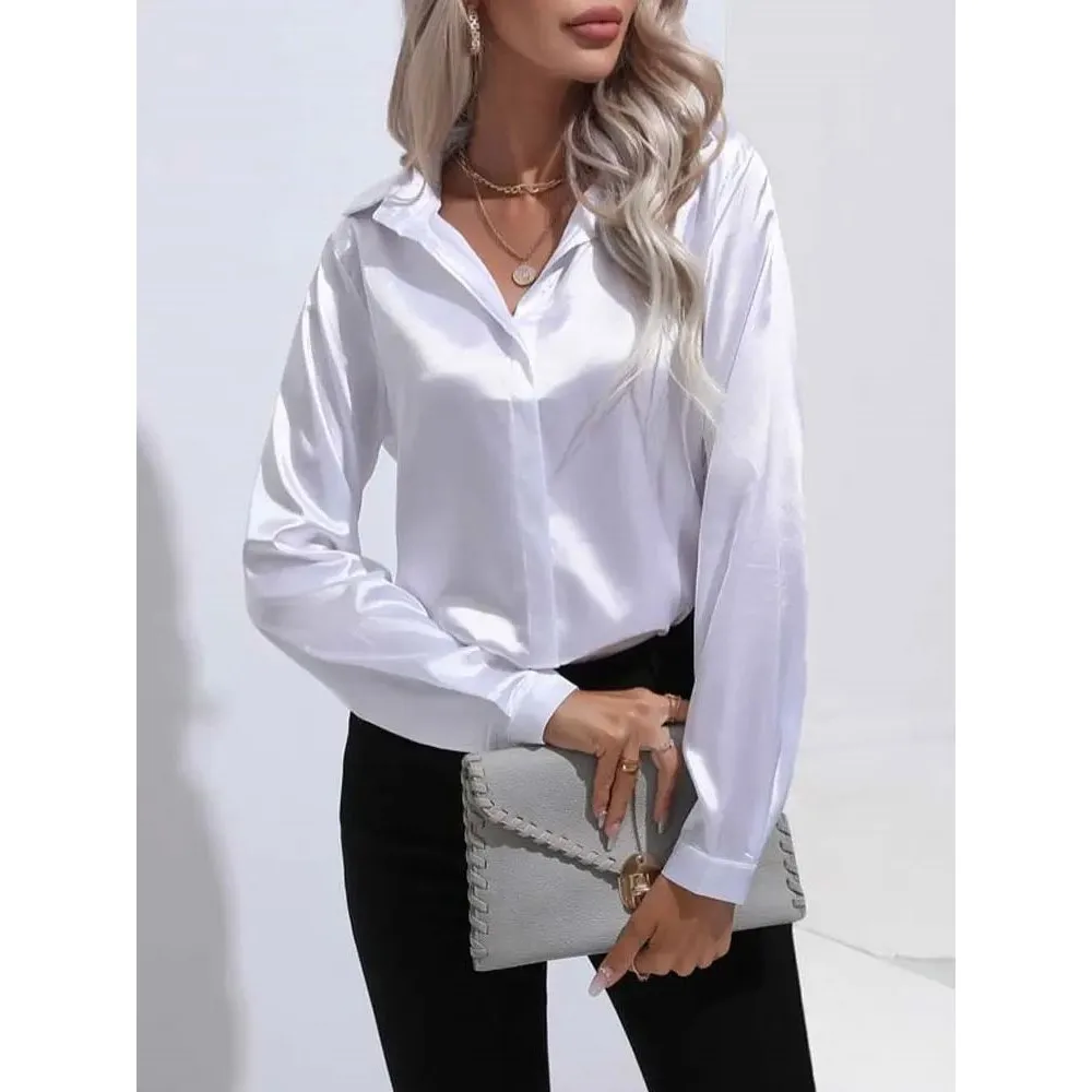 

Весна-лето 2024, женские атласные irt V Ne Long Sve Ele, модные, повседневные, удобные, дышащие