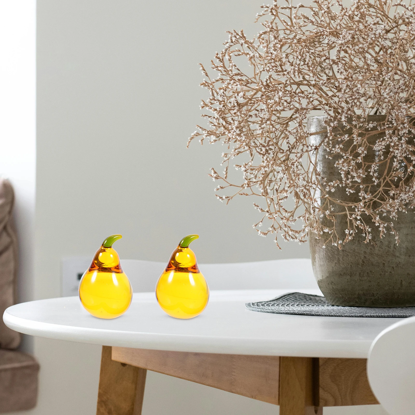 

Crystal Pear Ornament Exquisite Crystal Fruit Sculpture Delicate Desktop Decoration Tabletop Housewarming Gift