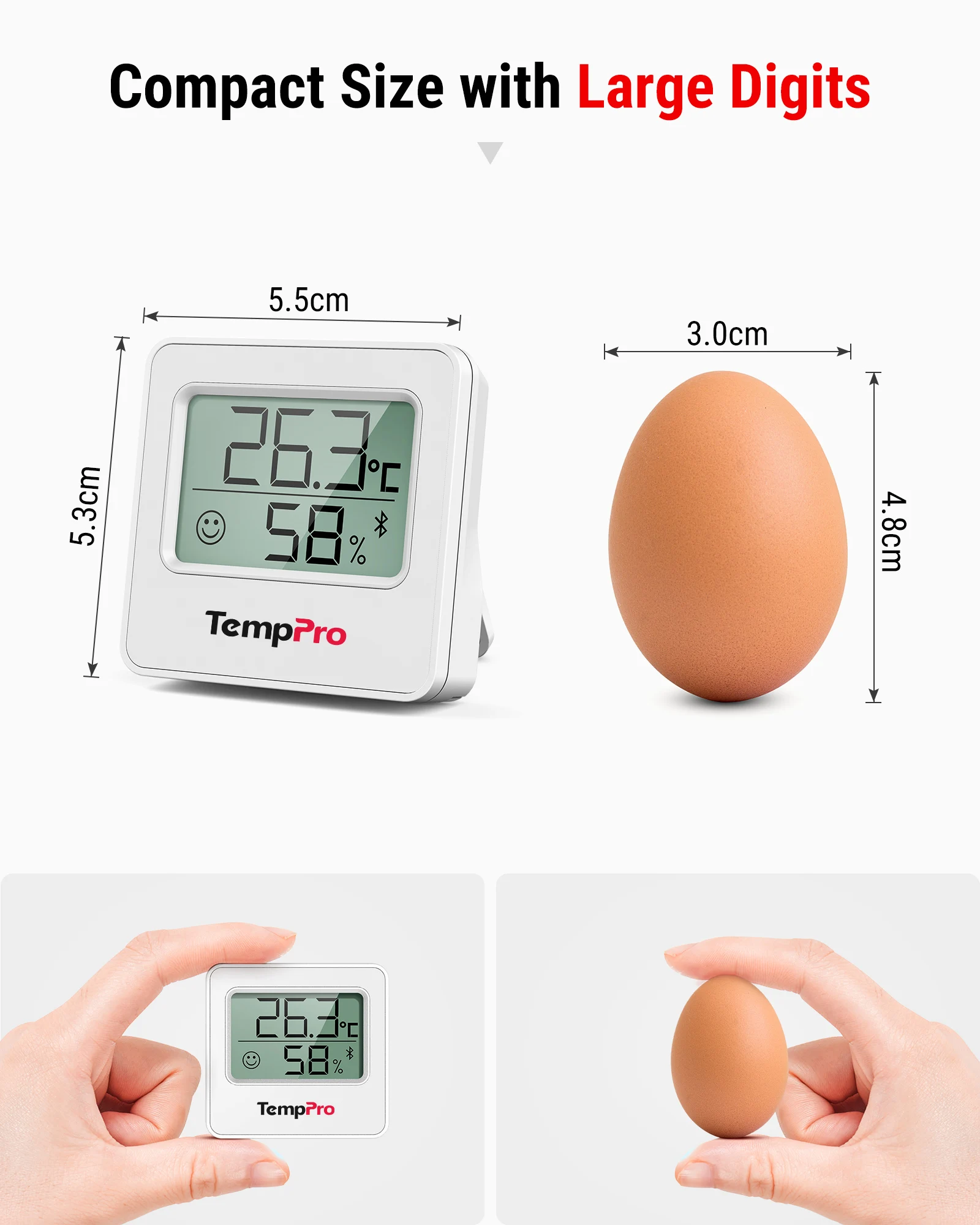 TempPro TP357-3 Smart Wireless Hygrometer Thermometer Room Humidity Temperature Sensor Magnetic Wall Mount for Baby Room Cellar view 6