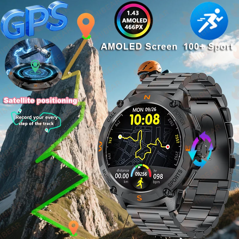 

Встроенные GPS уличные военные умные часы для мужчин и женщин, высотомер, водонепроницаемые 100 + спортивные умные часы для мужчин, поддержка голосового вызова для HUAWEI