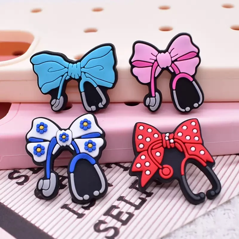 1-11Pcs Stethoscope Adult PVC Shoe Decorations Bright Color Bowknot Clog Buckle Charms DIY Nurse Fashion Backpack
