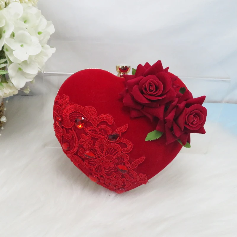 Fashion Large love red heart day clutch bag evening party bag  woman clutch girl wedding bag bridal handbags