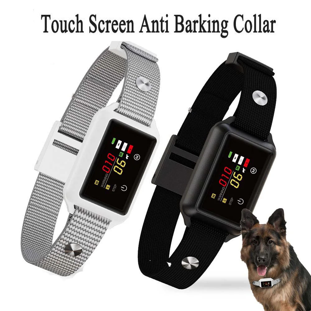 

Smart Dog Bark Control Collar Touch Screen Electric Pet Training Collars No Shock Waterproof Corrects Barking Behavior for Dogs