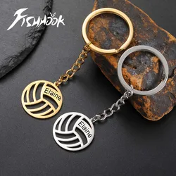 Volleyball Soccer Basketball Rugby Football Baseball Keychain Personalized Custom Name Gift For Women Men Metal Stainless Steel