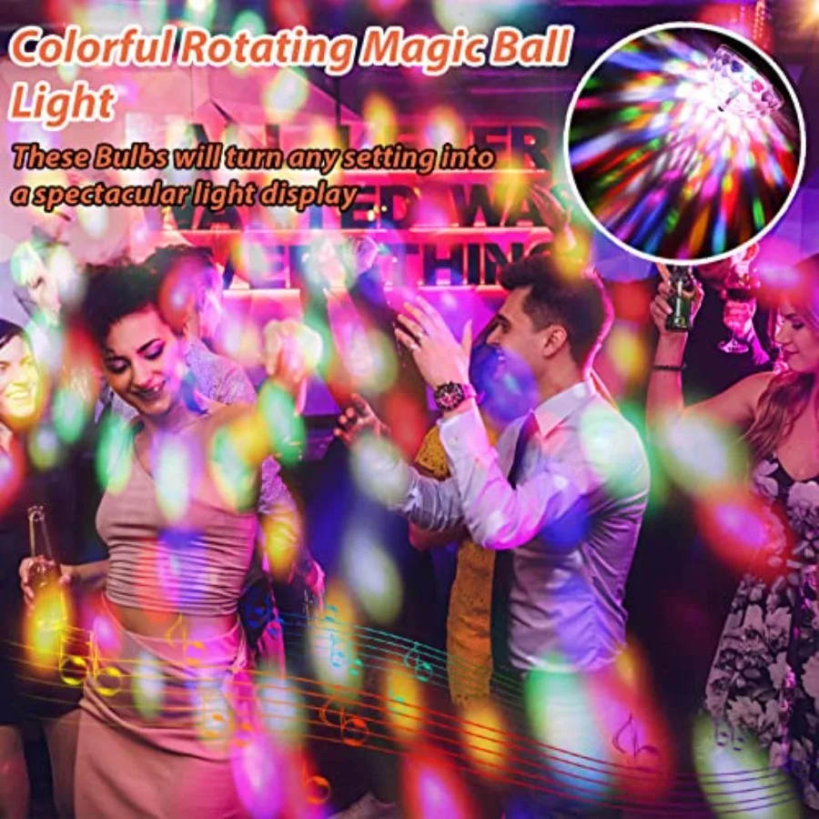 Colorful Magic Rotating Ball Light, LED Plug in Disco Ball Light, RGB Disco Light Bulb, Party Lights Dj Disco Lights with Socke