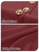 Womens Knit Button Dress Short Sleeve A-Line Business Casual Elegant Work Dress - Image 5