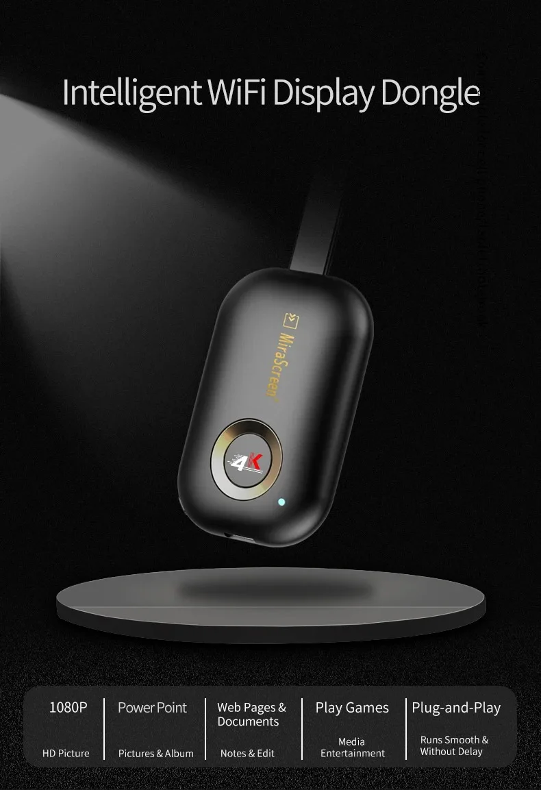 G9 Plus Wifi Wireless 4K UHD Display Dongle Adapter Mirror Screen Streaming Airplay Miracast DLNA for HDTV Monitor Projector