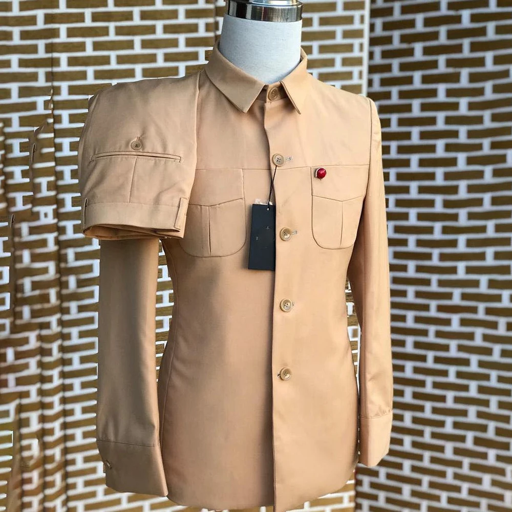 

Customzied Solid Color Men's Suits Formal Single Breasted Stand Lapel Slim Fit 2 Piece Jacket Pants Full Sets Daily Male Blazer