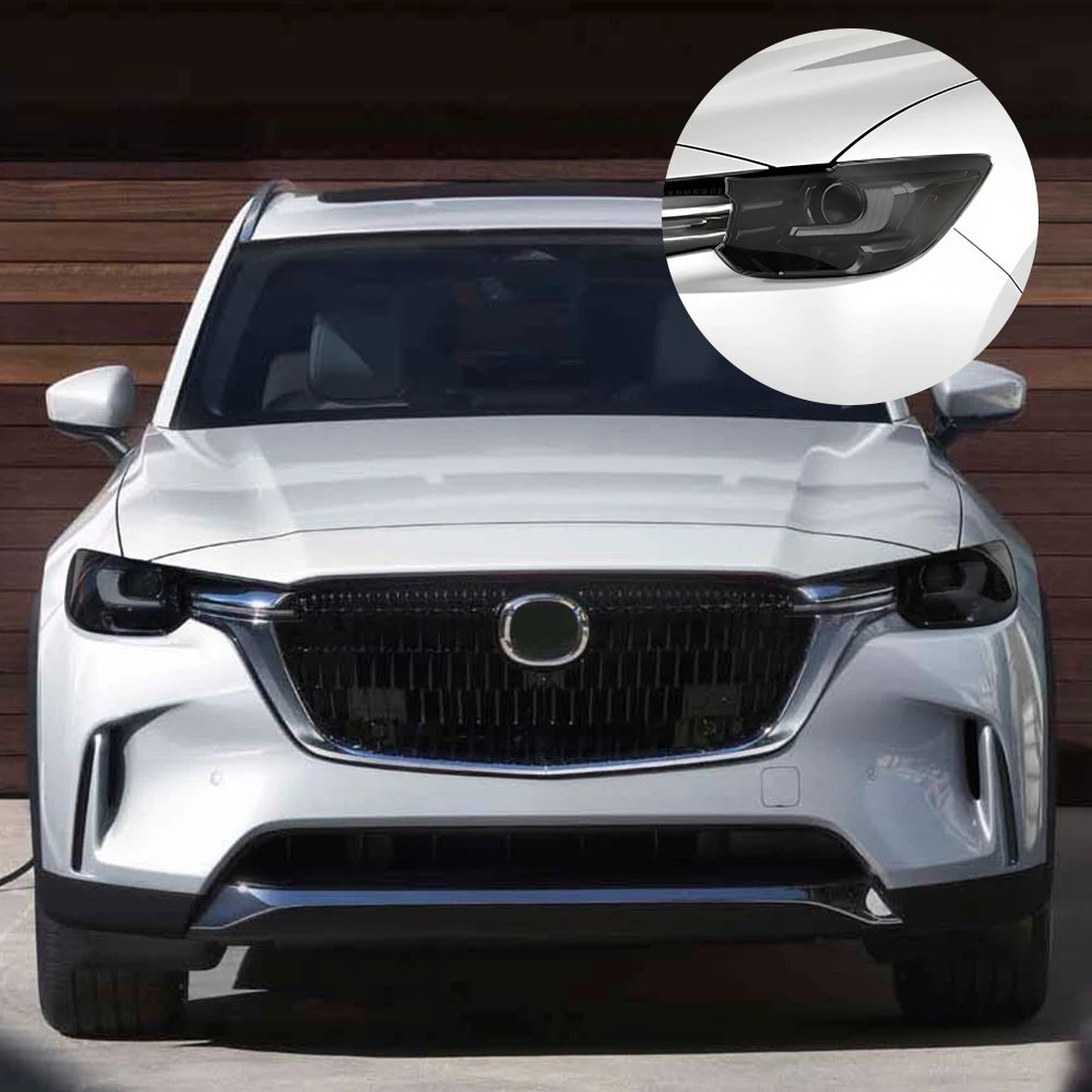 

For Mazda CX-90 2023-2026 Premium Pre-Cut TPU Headlight Film Smoke Black High-Gloss PPF Anti-Scratch Vinyl Wrapping Film Kit