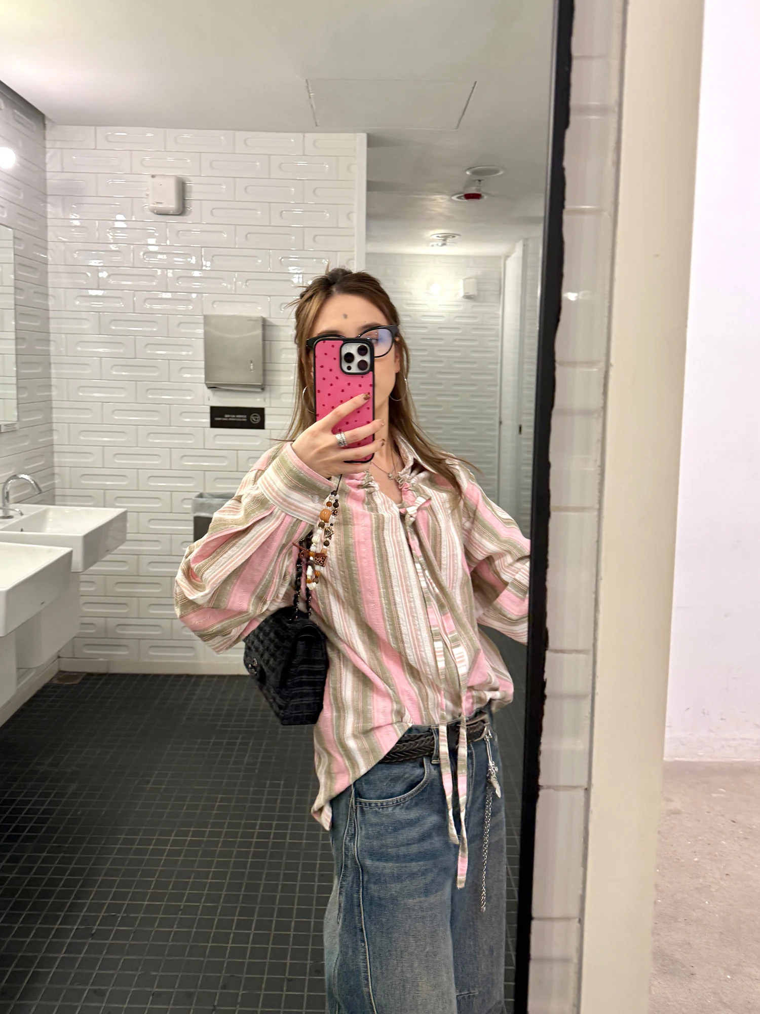 

LelyMooch Spring Loose Feel V-Ne Long Sve Striped irt Women's Design Unique Top Comfortable Cotton 00%