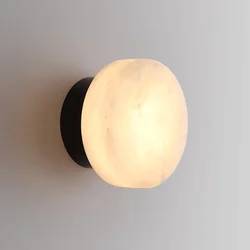 Luxury Spain natural Marble Round Wall Lamp Nordic Modern LED room Light living room Bedroom Passage corridor High-end Fixture