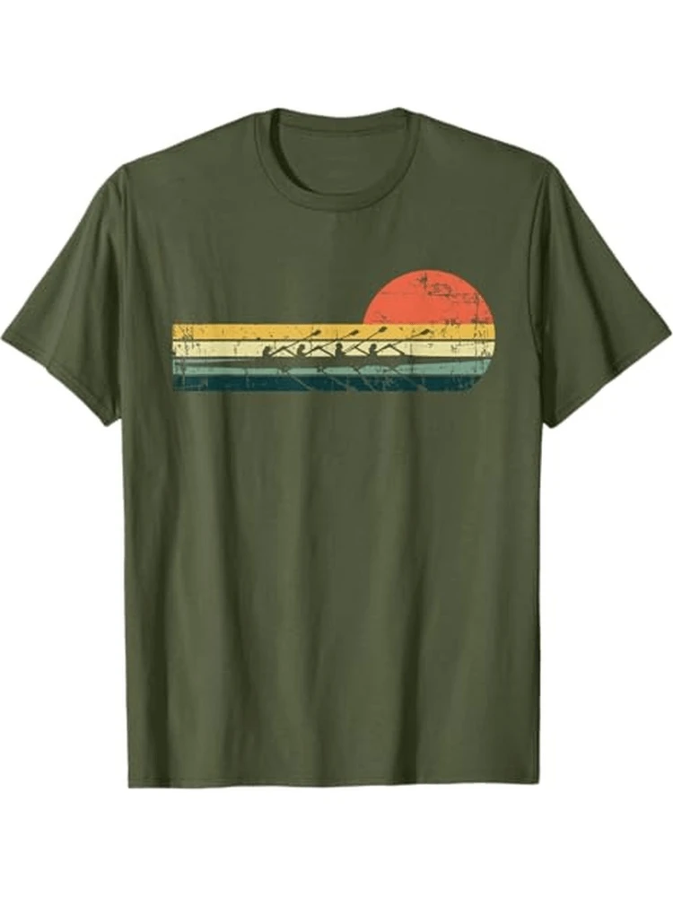 

Vintage Rowing-Retro Crew Boat Graphic design -100% cotton summer O-neck short sleeve casual printed men's T-shirt.