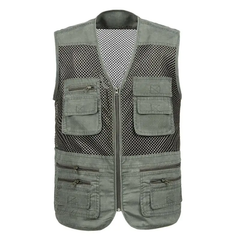 2024 Heren Sneldrogende Vesten Fahsion Multi Pockets Heren Ademende Cargo Vest Mannen Vissen Werk Mouwloos Vest Jas Plus Size