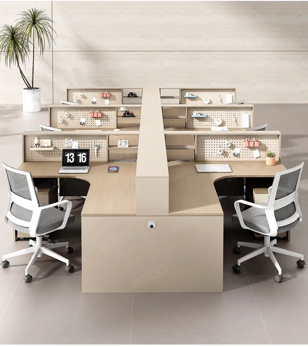 Staff Corner Office Desk Chair Combination Hole Board Screen Card Seat Desk