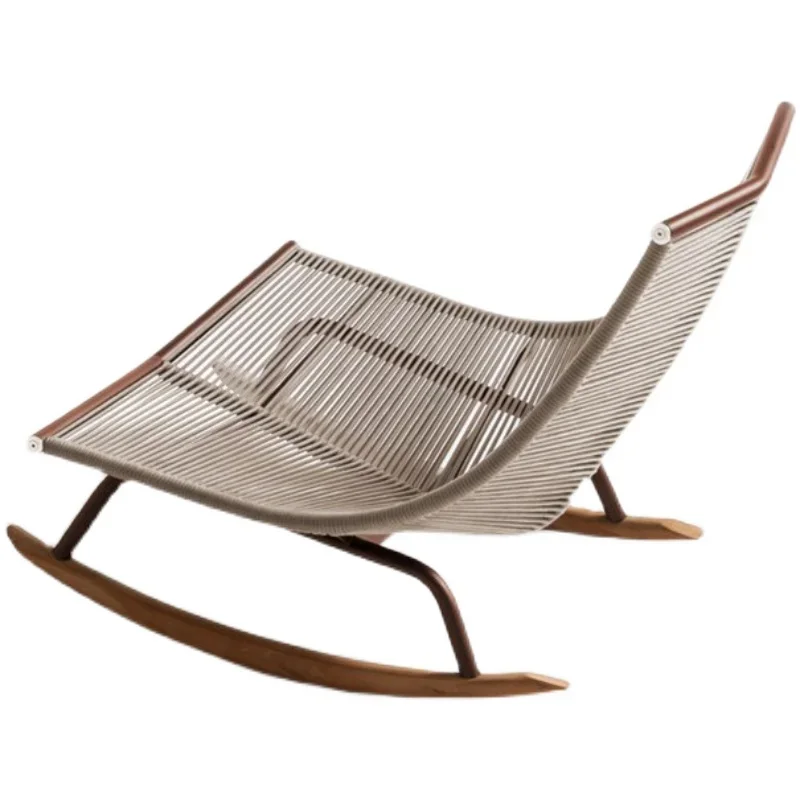 Nordic Relaxing Rocking Chair Camping Single Modern Outdoor Design Mobile Ground Chair Rattan Fauteuil  Home Furniture