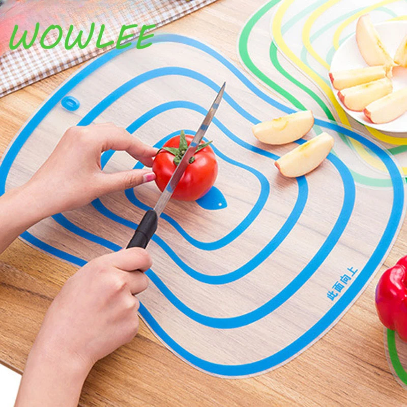 2PCS Flexible Plastic Chopping Block Mat Colorful Kitchen Cutting Board Nonslip Antimicrobial with Food Icons Food Grade PP