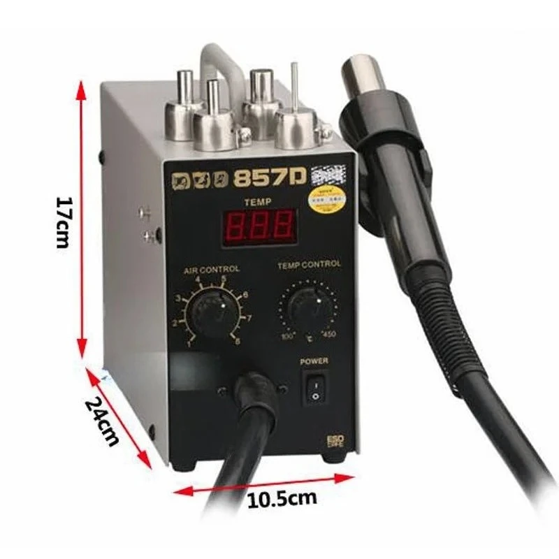 

1 шт. QUICK 857D, безсвинцовая регулируемая термовоздушная паяльная станция с винтовым обдувом, 580 Вт, для SMD-монтажа, высокое качество