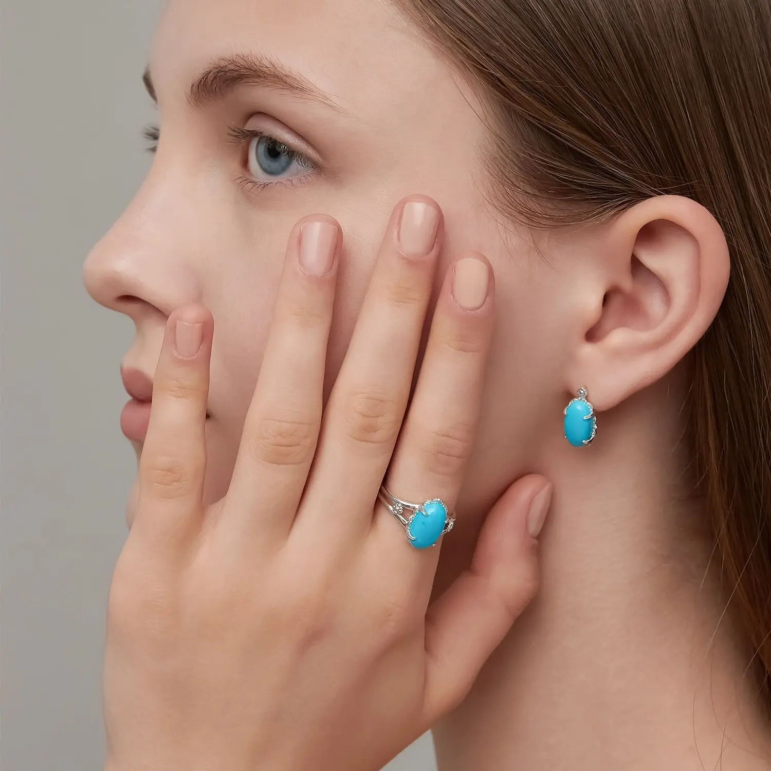 new vintage S925 silver artificial turquoise earrings