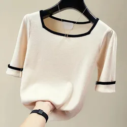 Women's Elegant Chiffon T-Shirt, Short Sleeve Tops and Tshirt, Casual Women Clothing, Monochromatic, 2021 Fashion, 9592