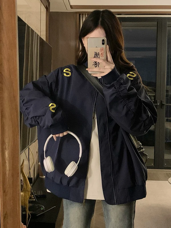 

plus Size 300 Pou Pilot Jaet Street Sle Embroidery Baseball Coat Men's Autumn Winter Casual Loose Fit Outerwear