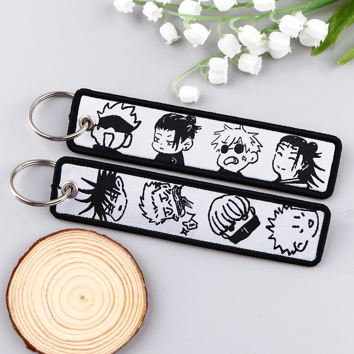 Gojo Satoru Keychain for Motorcycle Manga Anime Key Chain for Men Gifts and Cars Key Tag Embroidery Key Fobs Fashion Jewelry image 4
