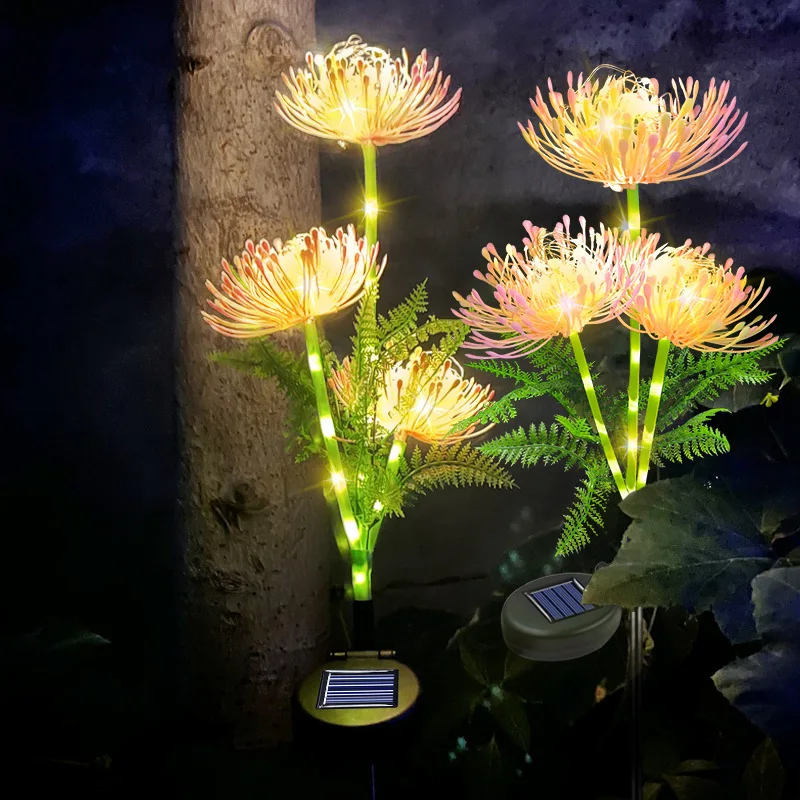 LED Solar Lawn Flower Light Outdoor Waterproof Stake Lamp Decorative Night Lights Firefly Sunflower Path Garden Patio Backyard