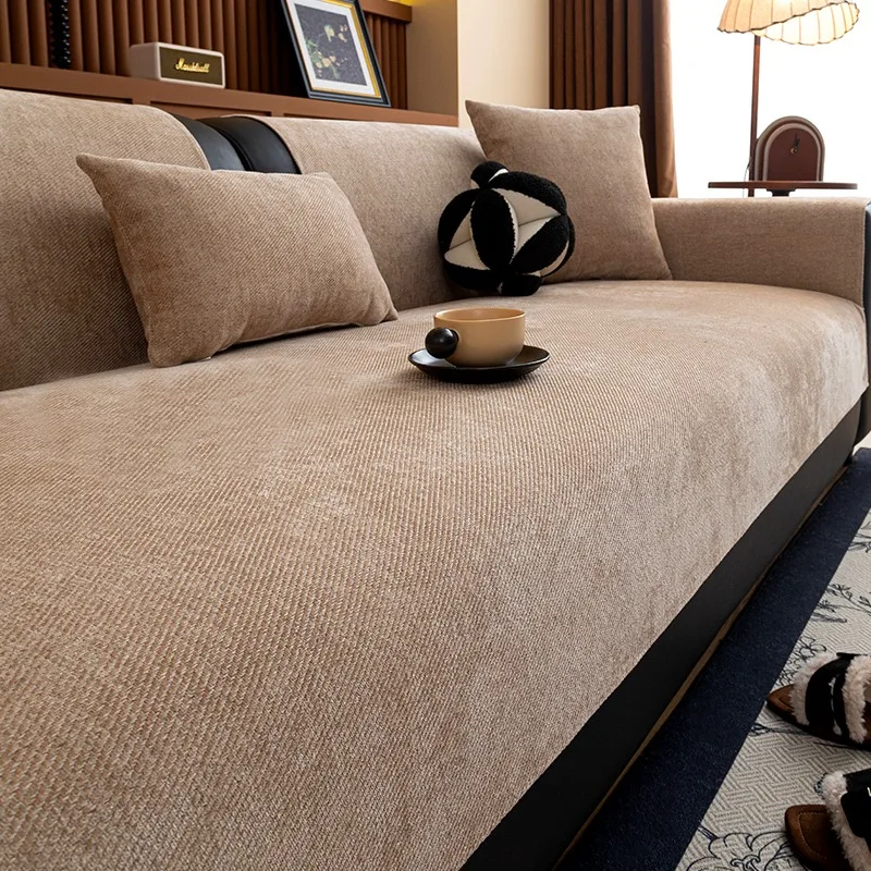 Minimalistische Twill Chenille antislip bankhoes voor alle seizoenen woonkamer meubilair decor bankkussenhoes hoes