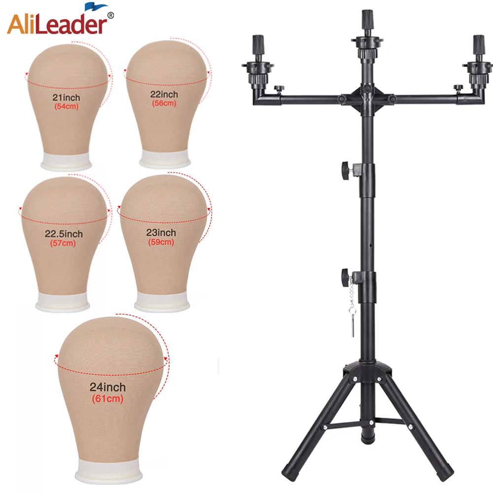 New Wig Stand Tripod 50Inch Adjustable 3 Holders Mannequin Head Stand For Display Wig Head Stand For Hairdressing Styling Tools