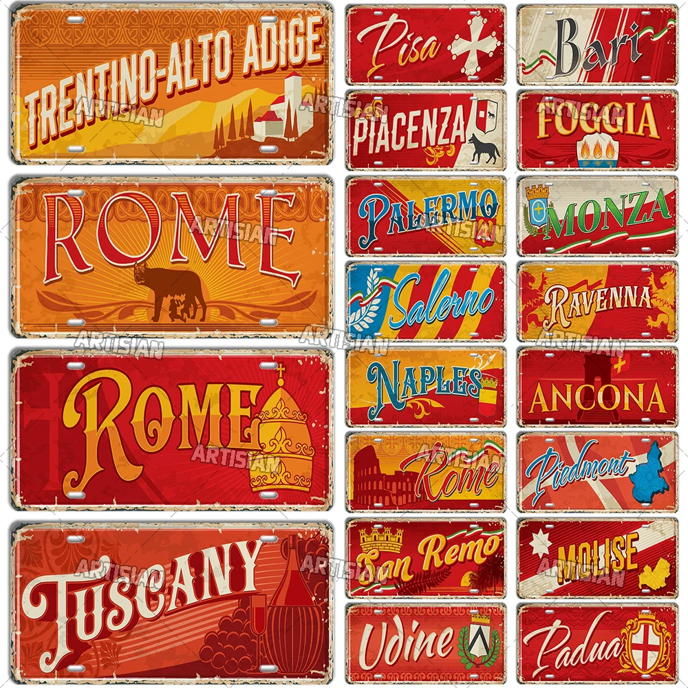 Artisian ITALY Ctiy State Province Metal Sign Landmark Licen
