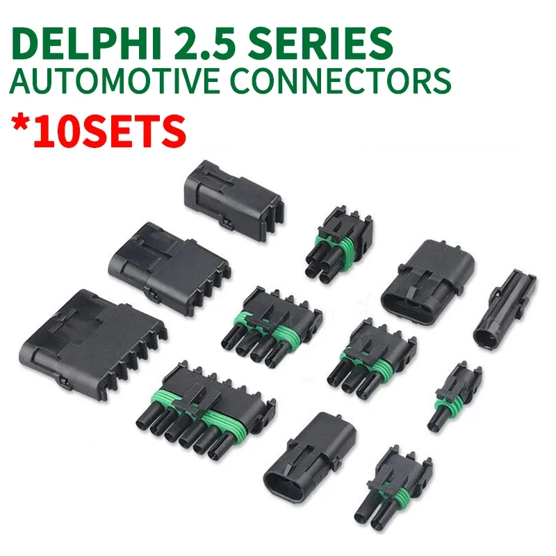 

10 Sets Delphi 2.5 Series Connector 1/2/3/4/6 Pin Waterproof Harness Plug Terminal Sheath 12015792 12015793