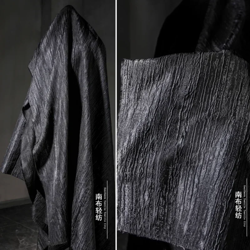 

Black Jacquard Fabric with Bark Texture Creative Clothing Jacket Bag Wholesale Cloth Per Meter Apparel Diy Sewing Material