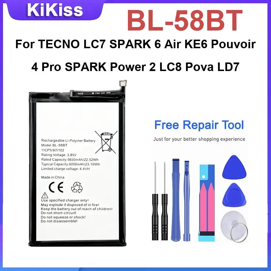 Battery For TECNO LC7 SPARK 6 Lb8a L8 L8Plus WX3 Pro Wx3p B12 1516 S5 pro KA7 K9 Plus  it1516 BL-58BT BL-58AT BL-50CT BL-49CT