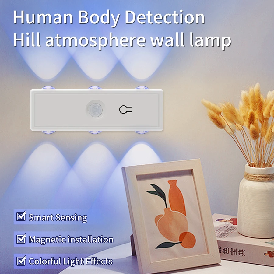 RGB oder 3-Farben LED Bewegungssensor Wandleuchte Wiederaufladbare Magnetische Nachtlampe Stufenlose Dimmung Schrank Treppen Schlafzimmer Deko