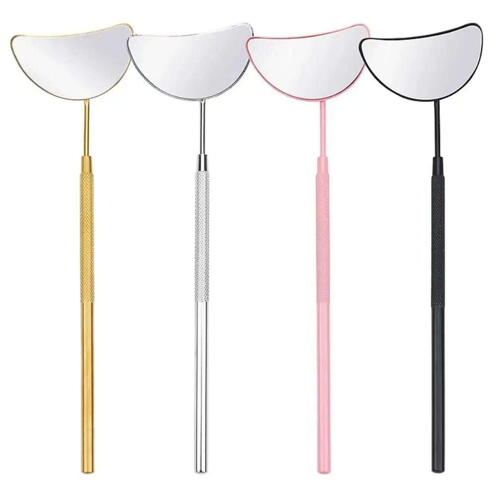 Miroir d'extension de cils en forme de lune en acier inoxydable, poignées amovibles, fournitures de maquillage, outil de levage de cils, accessoires de beauté, nouveau