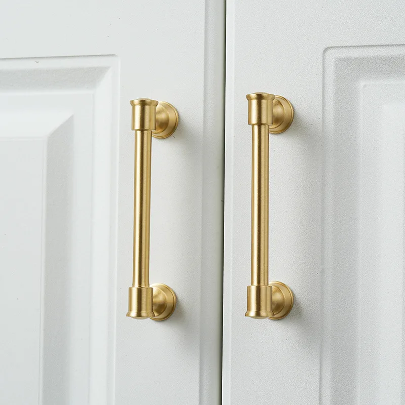 KEDLO Massiver Messinggriff, modern, schlicht, luxuriös, gebürstetes Messing, goldfarben, für Küchenschrank- und Schubladentüren – Detail 7