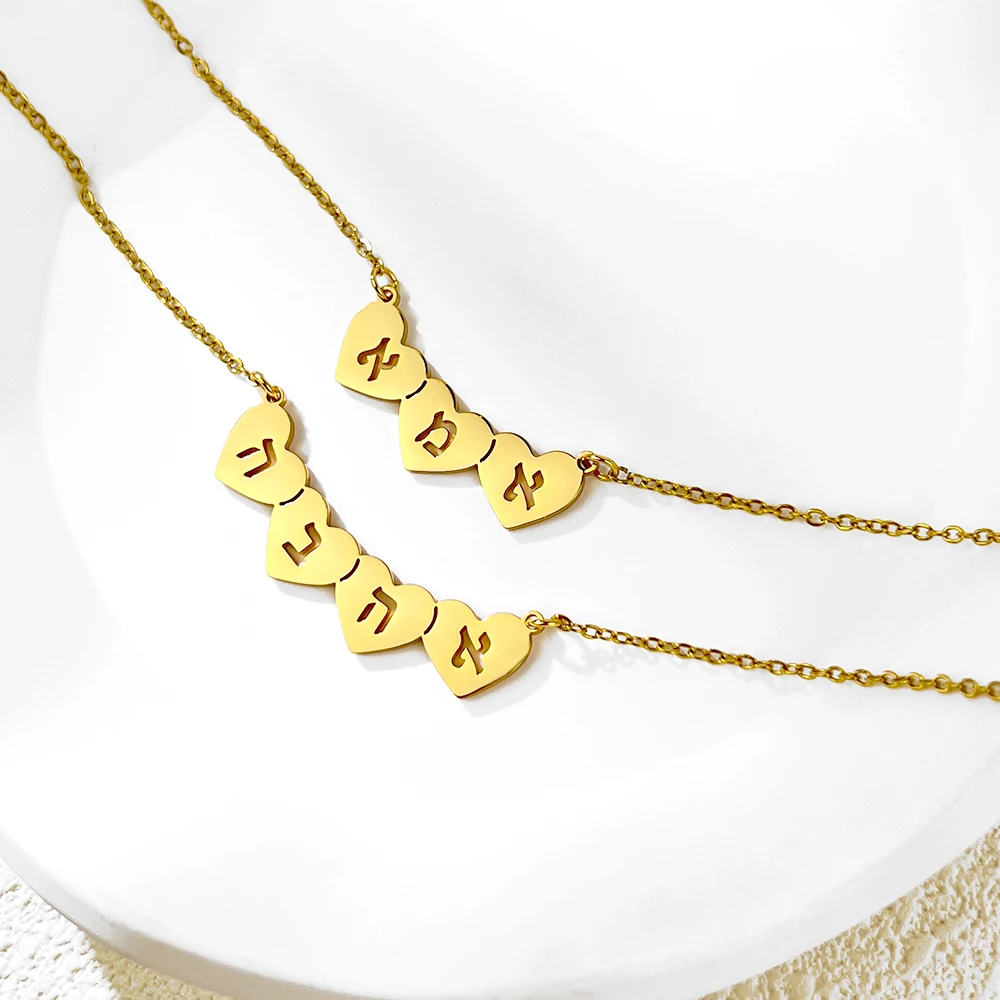 Personalized Letter Gold Color Choker cheap stuff Stainless Steel Customized Necklace Box Chain Gift Heart