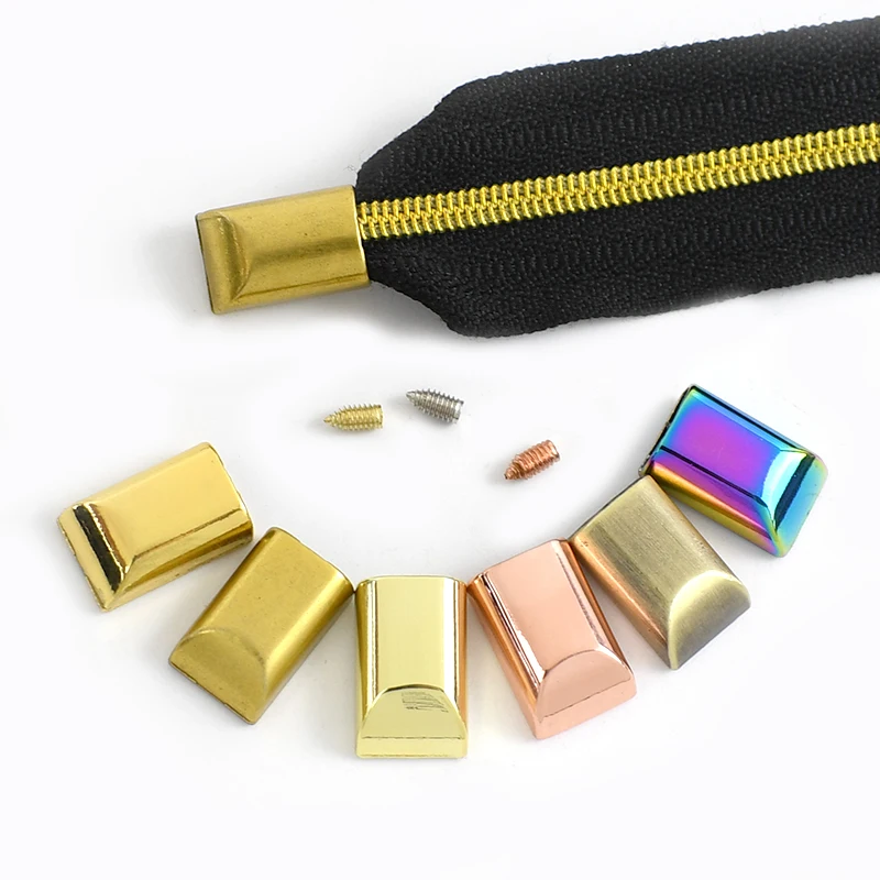 Meetee 8mm Metal Zipper Stopper 10/20/50Pcs Zippers Tail Clip Stop End Plug Head with Screw DIY Garment Sewing Accessories