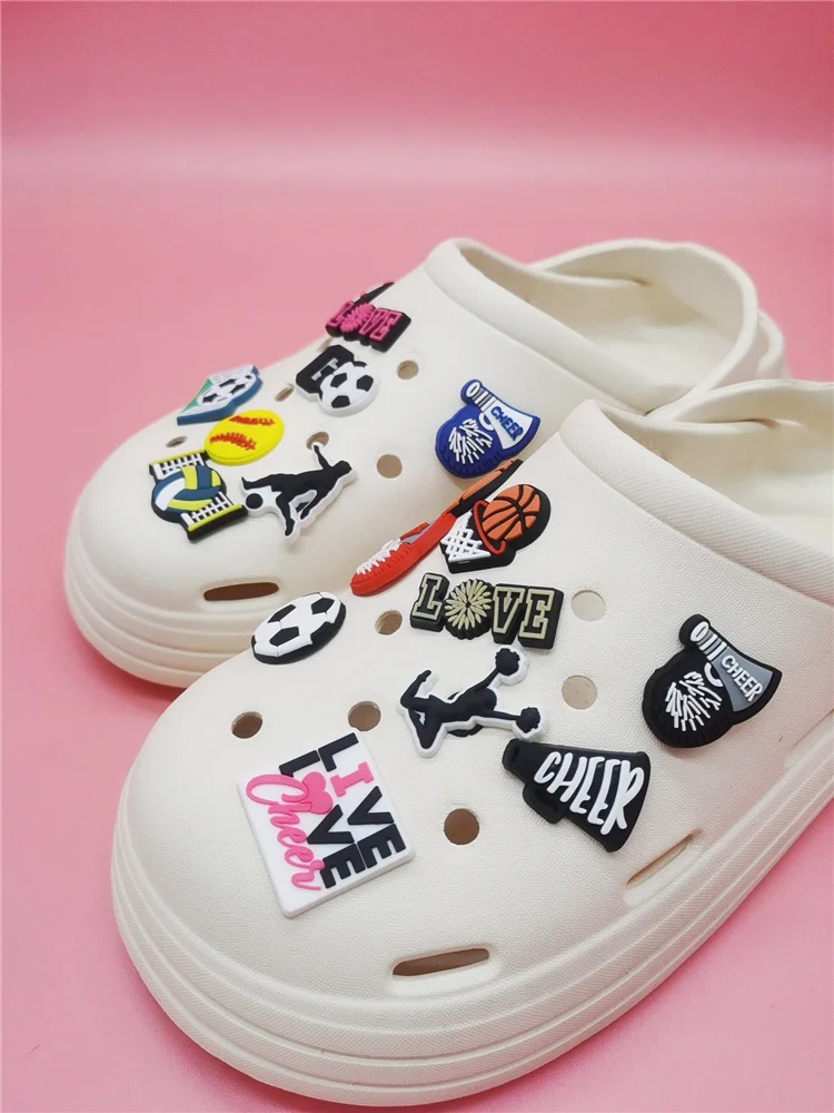 Design Football Sports Shoes Charms Decorations Funny PVC Buckle Accessories Diy Women Clog Shoes Decor Adult Kids Party Gifts