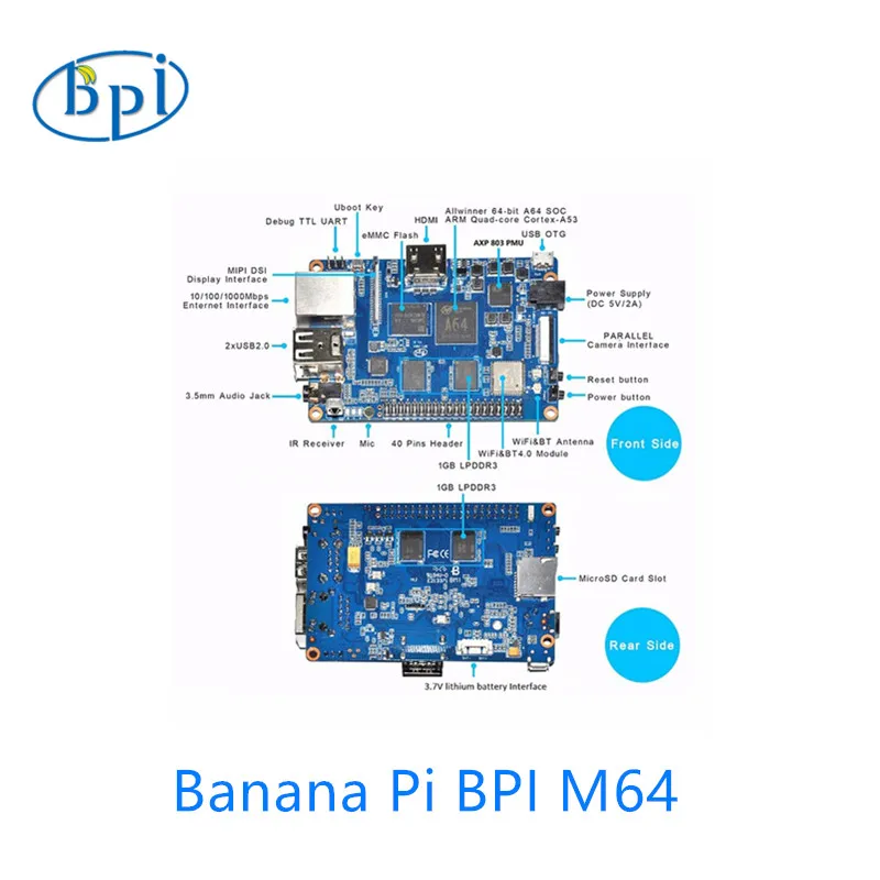 Imagem -06 - Bpi M64 Banana pi Allwinner A64 Placa 64-bit Quad-core Mini Computador de Placa Única